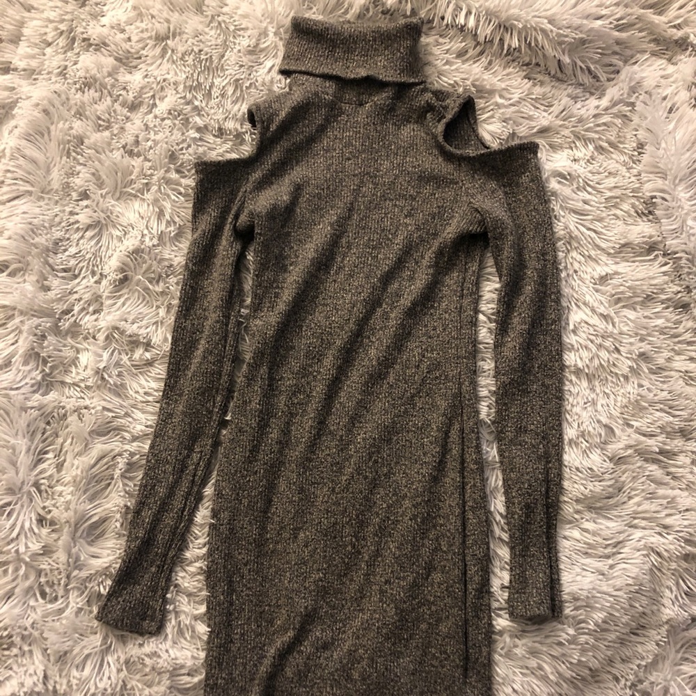Sweater dress with shoulder cutouts